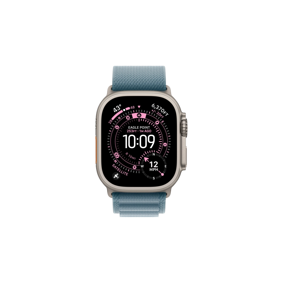 Фото Apple Watch Ultra 3, 49 мм, Natural Titanium Light Blue Alpine Loop