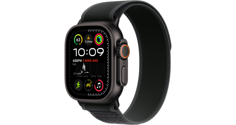 Apple Watch Ultra 2 GPS + Cellular, 49 мм, корпус черного из титана, ремешок Trail черного цвета, размер M/L