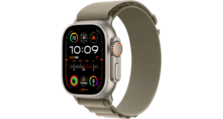 Apple Watch Ultra 2 GPS + Cellular, 49 мм, корпус из титана, ремешок Alpine оливкового цвета