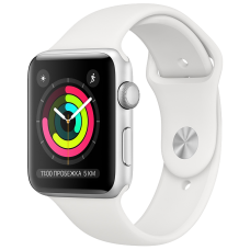 Apple Watch 3 Series Корпус 42мм из серебристого алюминия, спортивный ремешок белого цвета
