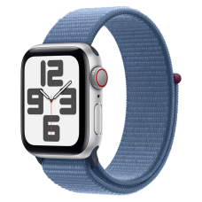 Apple Watch SE 2023, 40 мм, корпус из алюминия серебристого цвета, спортивный браслет цвета ледяной синий
