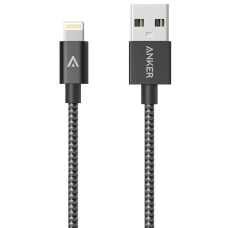 Кабель Anker USB-Lightning MFi, 1.8 м, капрон, 4000+ перегибов, A7114H11 (ритейл). Черный
