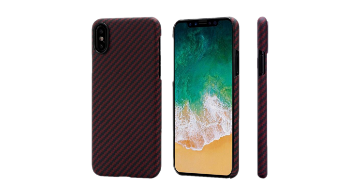 Карбоновый (Кевлар) Чехол Pitaka MagCase Для IPhone X (10) Черно-Красный В Полоску