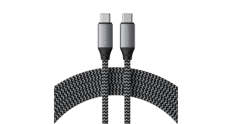 Кабель Satechi USB-C to USB-C 100W (2 метра) для зарядки чёрный (ST-TCC2MM)