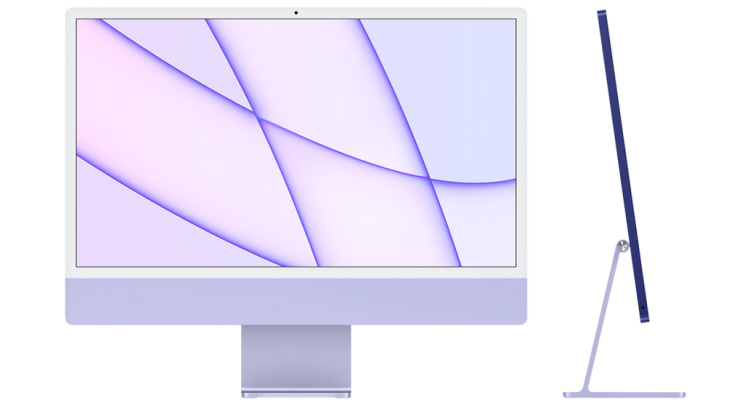 iMac 24" Retina 4,5K, M1 (8C CPU, 8C GPU), 8 ГБ, 256 ГБ SSD, фиолетовый