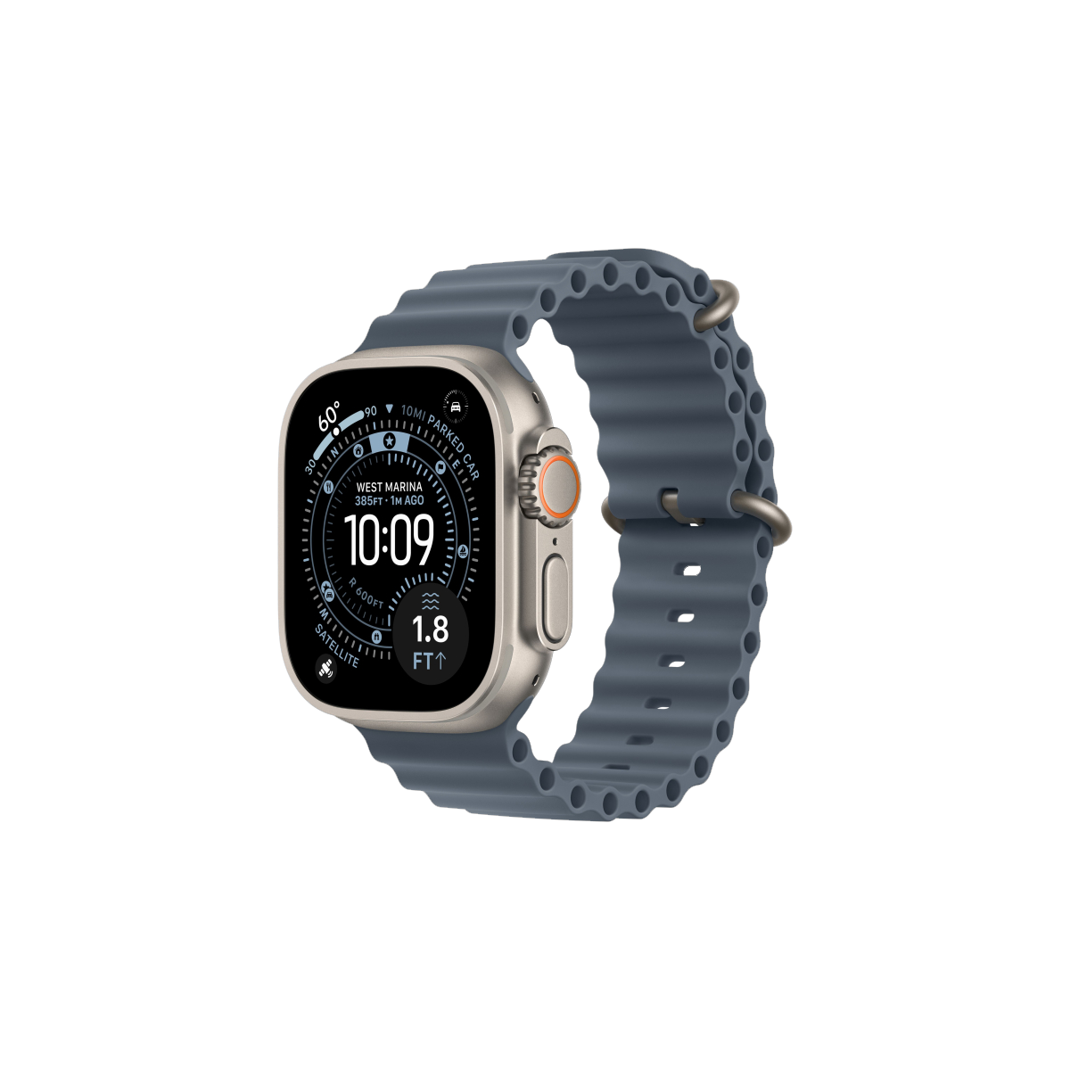 Фото Apple Watch Ultra 3, 49 мм, Natural Titanium Anchor Blue Ocean Band