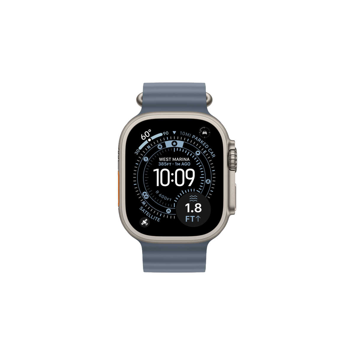 Фото Apple Watch Ultra 3, 49 мм, Natural Titanium Anchor Blue Ocean Band