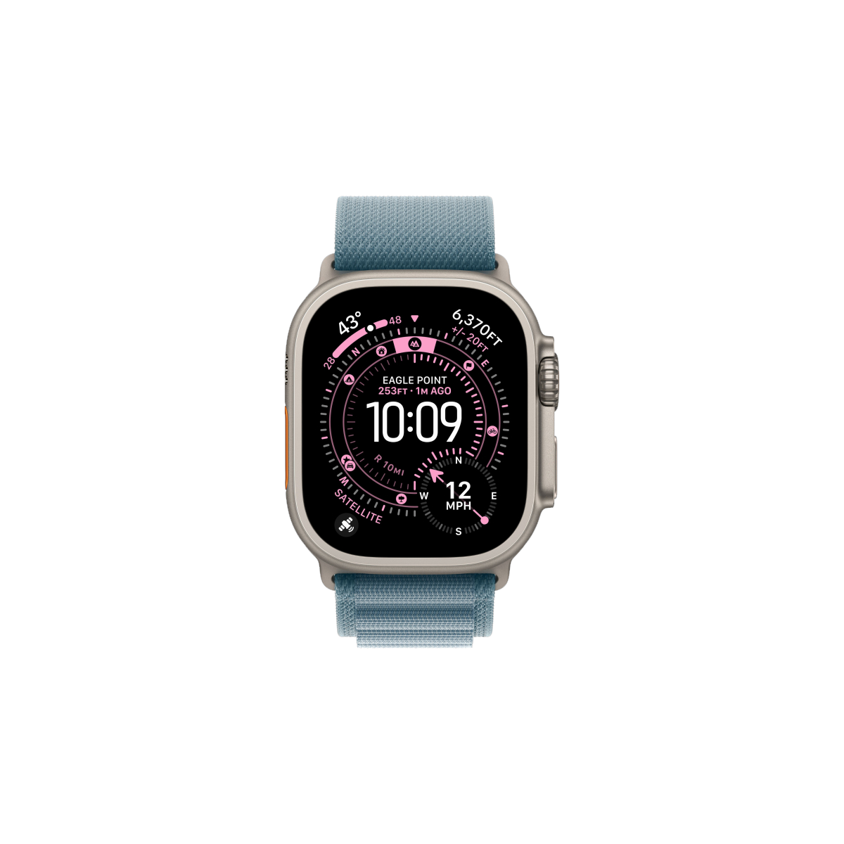 Фото Apple Watch Ultra 3, 49 мм, Natural Titanium Light Blue Alpine Loop